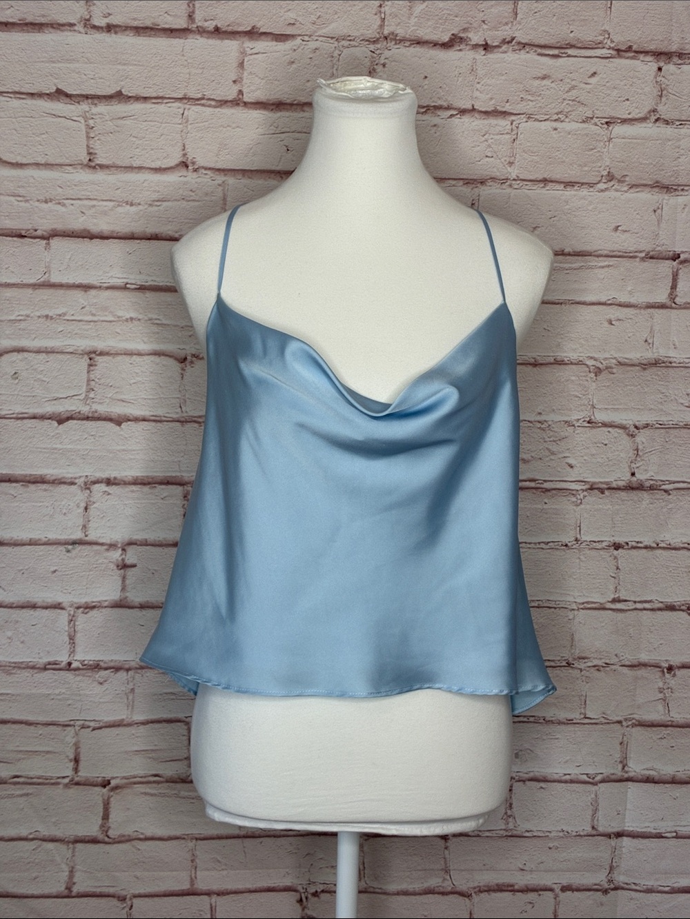 Hemline Satin Cropped Drape Racerback Tank Blouse Like New Medium